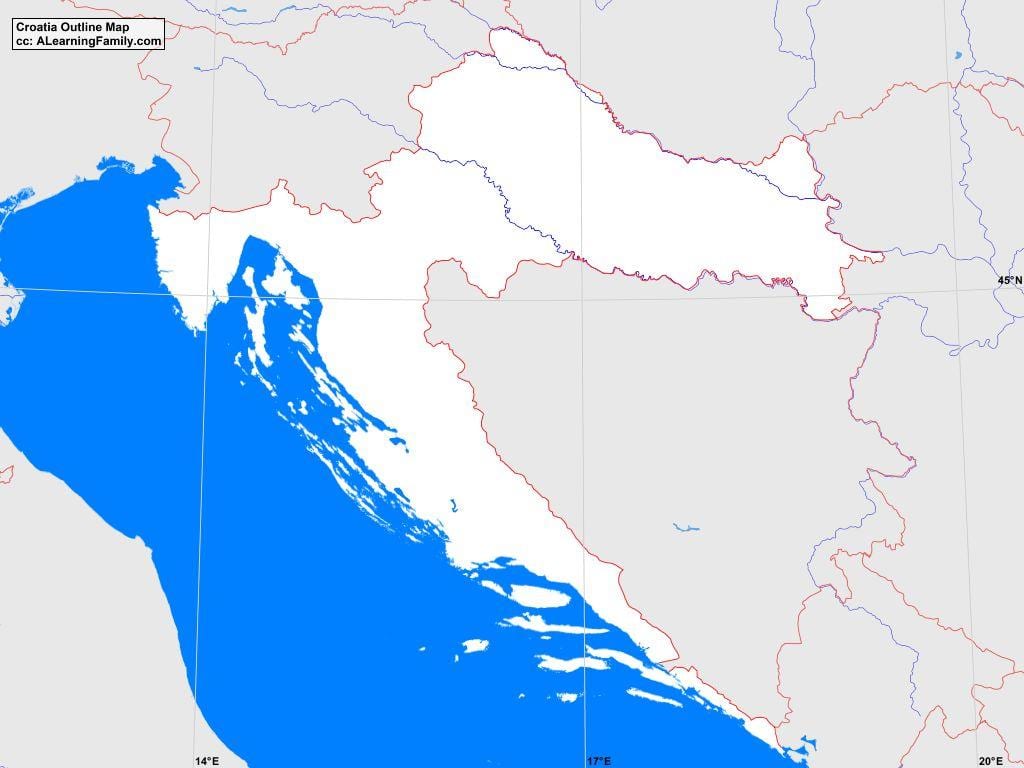 ուրվագծային քարտեզ Խորվաթիայի
