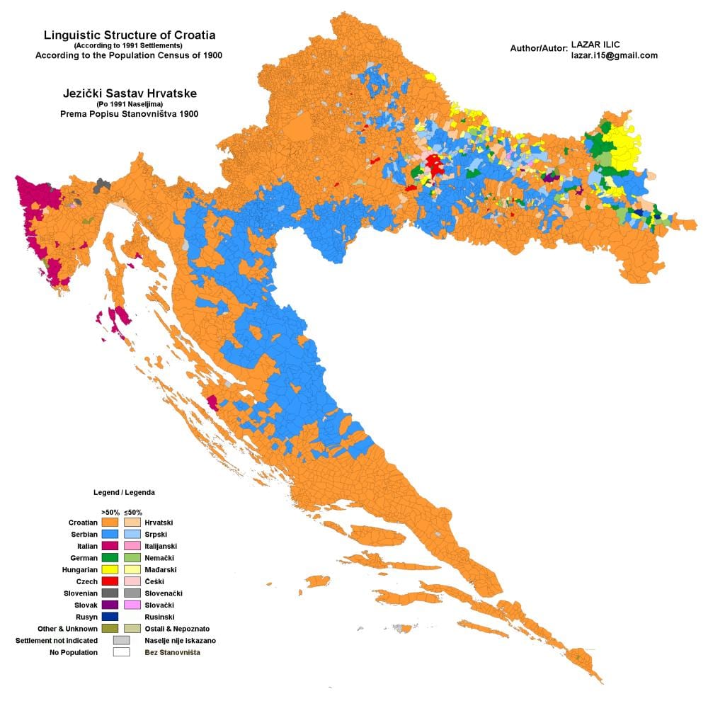 քարտեզ էթնիկ քարտեզի Խորվաթիայի