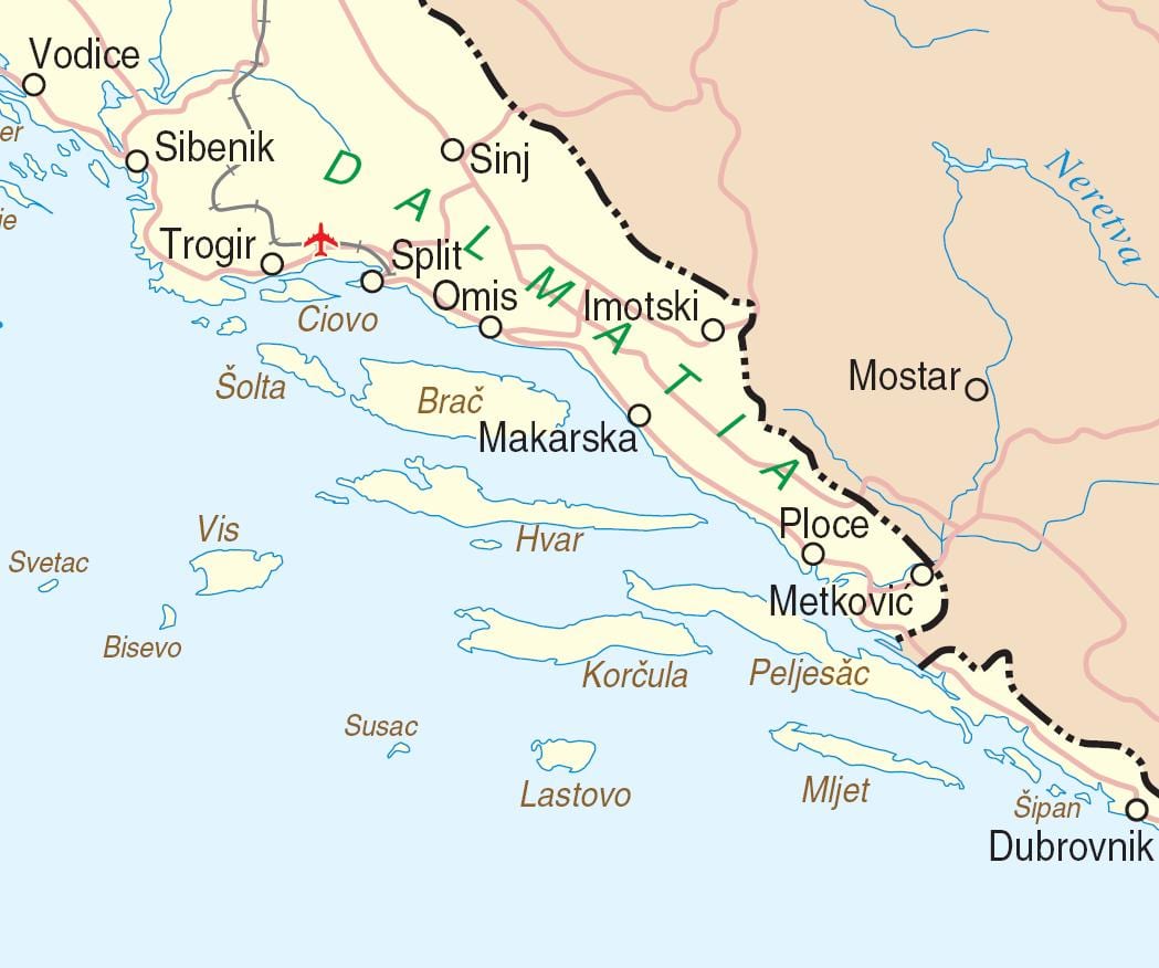 քարտեզ Հարավային Խորվաթիայի