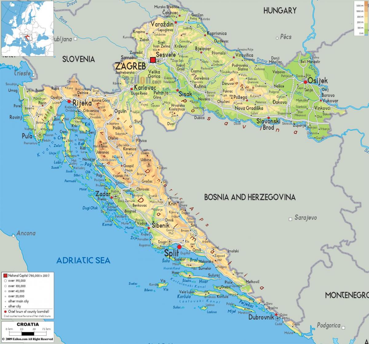 Խորվաթիա քարտեզի վրա