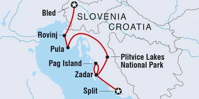 Плитвицкие լճի Խորվաթիա քարտեզի վրա