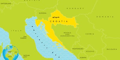 Քարտեզ Խորվաթիայի եւ մերձակայքում