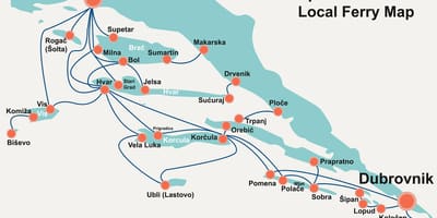 Քարտեզ խորվաթիայի ափին
