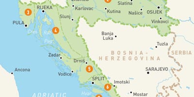 Քարտեզը եւ Խորվաթիայի կղզիներ