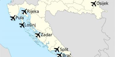 Քարտեզ Խորվաթիայի ի ցույց տալով օդանավակայանների